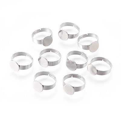 Tarnish Resistant Adjustable 304 Stainless Steel Finger Rings Components STAS-F149-21P-A-1