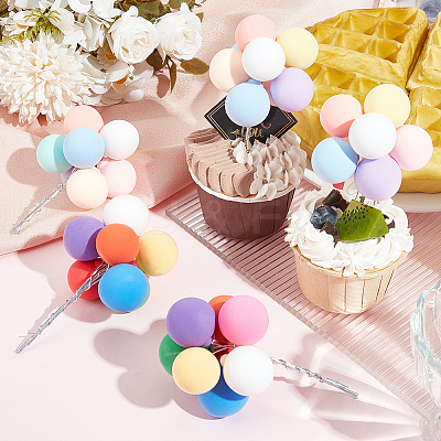6Pcs 2 Colors Foam Cake Insert Card Decoration AJEW-SC0002-74-1
