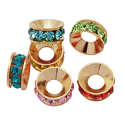 Brass Rhinestone Spacer Beads RB-A020-9mm-RG-1