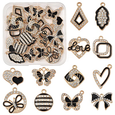 24Pcs 12 Styles Alloy Enamel Pendants ALRI-FS0001-04-1
