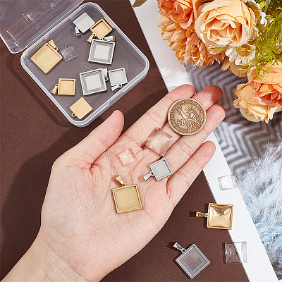 DIY Blank Square Pendant Making Kit DIY-UN0005-46-1