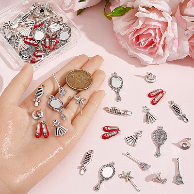 70Pcs 7 Styles Magic Girl Theme Alloy Pendants TIBEP-SC0003-65-1