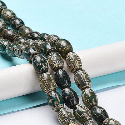 Tibetan Style dZi Beads Strands TDZI-E005-01P-1