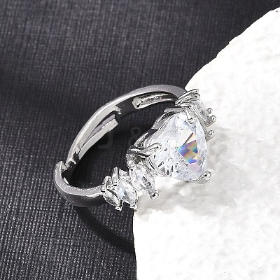 Brass Micro Pave Cubic Zirconia Cuff Open Rings CU-CBA5C10-08P-1