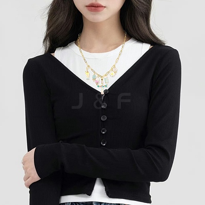 10Pcs 2 Styles Stainless Steel Paperclip Chain Necklaces for Women Men NJEW-SZ0001-72-1
