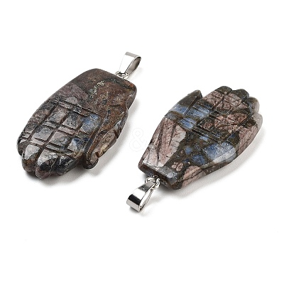 Natural Labradorite Carved Pendants G-K369-01P-01-1