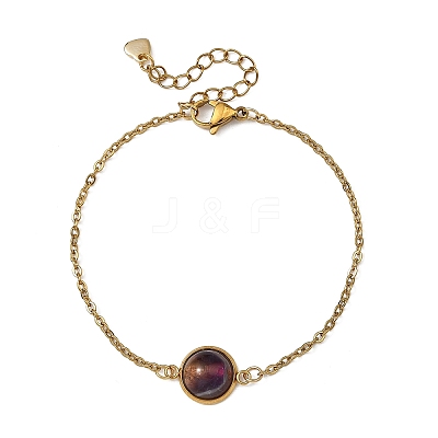 Half Round Natural Gemstone Bead Link Bracelets BJEW-JB14119-1