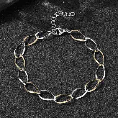 304 Stainless Steel Link Chain Bracelets for Women BJEW-A051-02GP-1