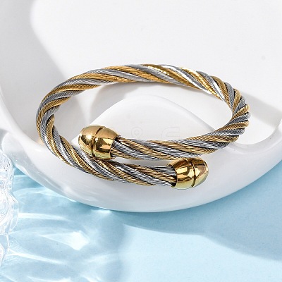 304 Stainless Steel Torque Bangles for Women BJEW-P310-25GP02-1