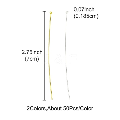 100Pcs 2 Colors Brass Ball Head Pins KK-YW0001-99-1
