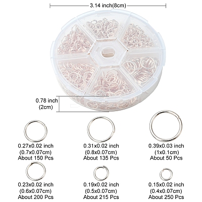 1 Box Iron Open Jump Rings Set IFIN-YW0001-44RG-1
