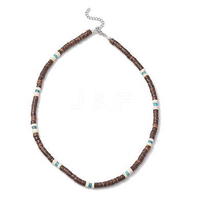 Natural Coconut Heishi Beaded Necklaces NJEW-JN05308-01-1