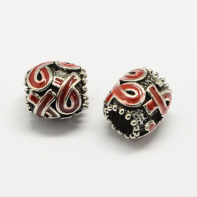 Alloy Awareness Ribbon Enamel European Beads MPDL-R036-18-1