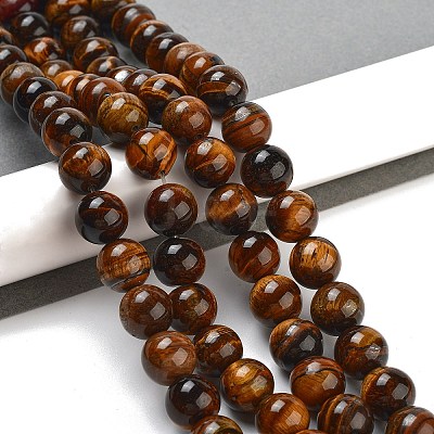 Natural Tiger Eye Round Bead Strands X-G-R200-12mm-1