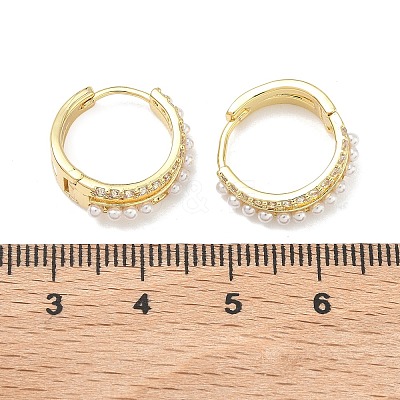 Two-layer Brass Micro Pave Clear Cubic Zirconia Hoop Earrings EJEW-C181-03G-1