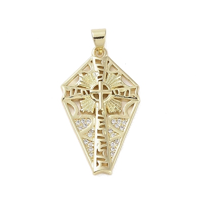 Golden Brass Micro Pave Cubic Zirconia Pendants KK-A209-04C-G-1