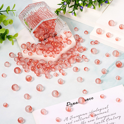 300Pcs Frosted Transparent Glass Beads GLAA-TA0002-78D-1