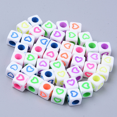 Opaque White Acrylic European Beads MACR-SZ0001-09B-1