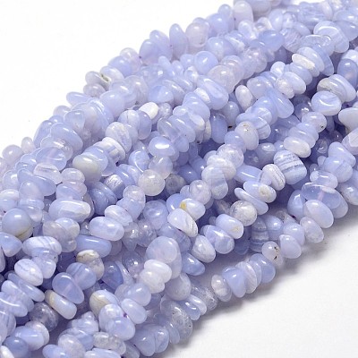 Natural Blue Lace Agate Chip Beads Strands X-G-E271-73-1