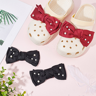 4Pcs 2 Colors Polyester Bowknot Shoe Decorations FIND-PH0010-26-1