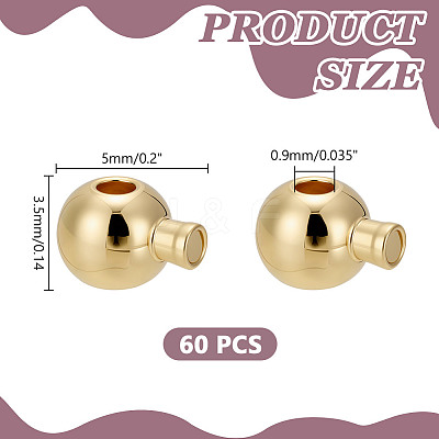 60Pcs Brass Crimp Beads KK-HY0004-18-1
