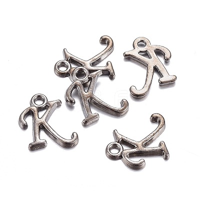 Gunmetal Plated Alloy Letter Pendants LS-PALLOY-J718-01B-K-1