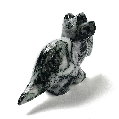 Natural Moss Agate Carved Healing Rhinoceros Figurines DJEW-P016-01D-1