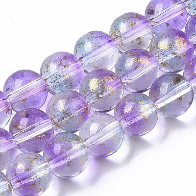 Transparent Spray Painted Glass Bead Strands GLAA-N035-03C-B05-1