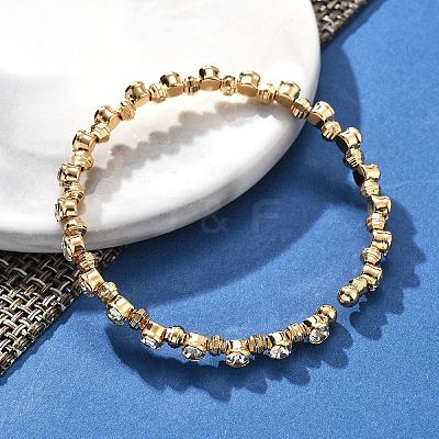 Brass Micro Pave Cubic Zirconia Cuff Bangles for Women BJEW-F482-13G-1
