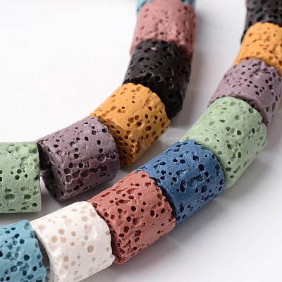 Column Dyed Natural Lava Rock Bead Strands G-L435-04-1