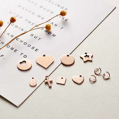 304 Stainless Steel Stamping Blank Tag Charms Sets STAS-TA0004-12RG-1
