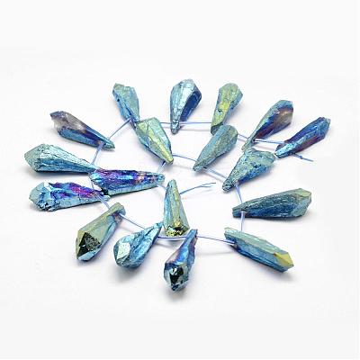 Electroplated Natural Quartz Crystal Beads Strands G-G890-B-05-1