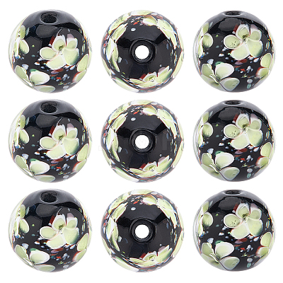 10Pcs Handmade Inner Flower Lampwork Beads LAMP-PA0001-02C-1