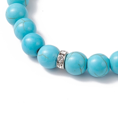 Synthetic Turquoise Beaded Stretch Bracelets for Women BJEW-JB12288-03-1