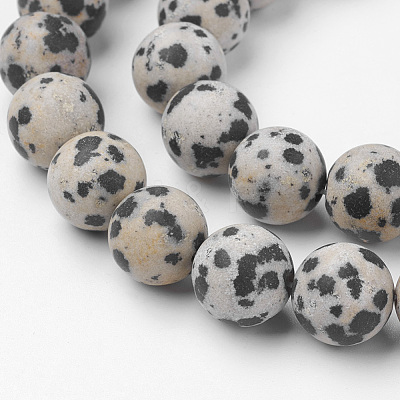 Natural Dalmatian Jasper Bead Strands G-G735-68F-12mm-1