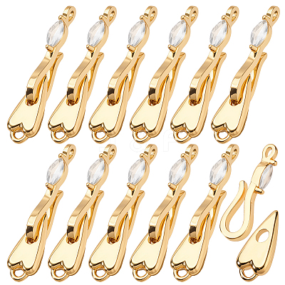 12Pcs Brass Rhinestone Hook and S-Hook Clasps KK-PH0013-69-1