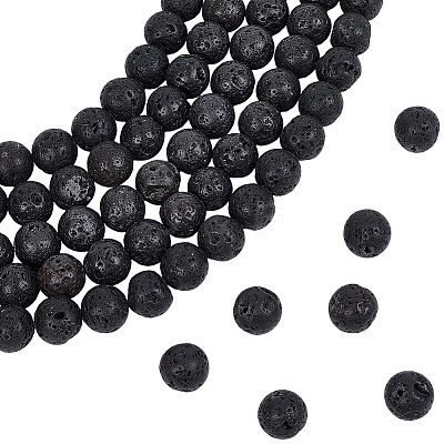 5 Strands Natural Lava Rock Round Beads Strands G-LT0001-02A-02-1
