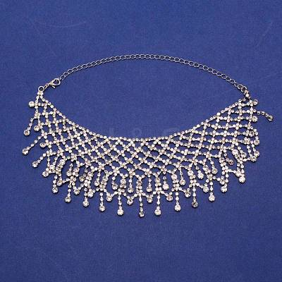 Crystal Rhinestone Bib Necklace NJEW-WH0018-01P-1