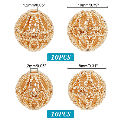 20Pcs 2 Style Brass Hollow Beads KK-PH0009-41-1