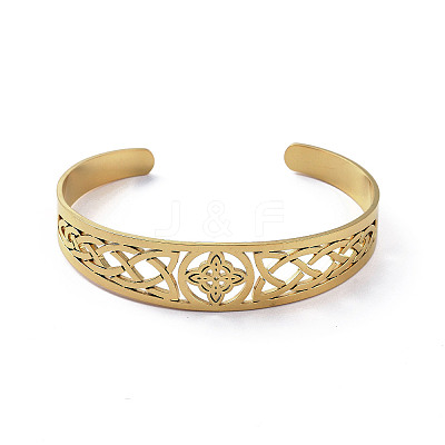 304 Stainless Steel Cuff Bangles BJEW-M234-02G-1