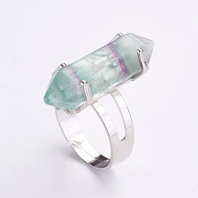 Natural Fluorite Finger Rings X-RJEW-P120-A04-1