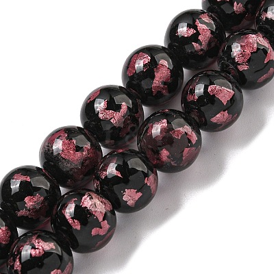 Handmade Silver/Gold Foil Lampwork Beads Strands LAMP-L079-07C-1