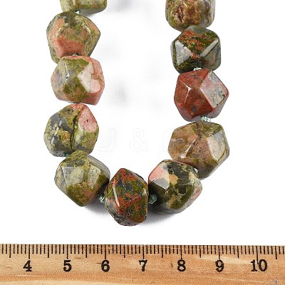Natural Unakite Nuggets Beaded Necklaces for Women Men NJEW-K388-01U-1