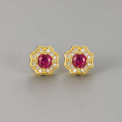 Valentine's Day Brass Clear Cubic Zirconia Stud Earrings WGA37BF-04-1