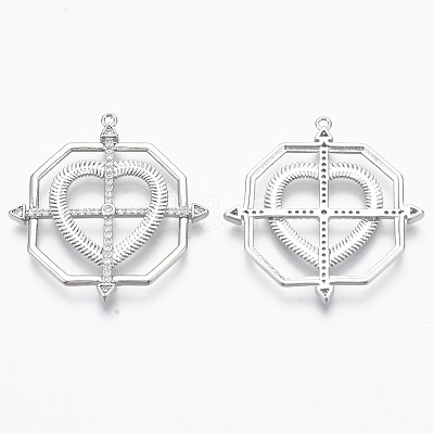Brass Micro Pave Cubic Zirconia Pendants KK-R130-028P-NF-1