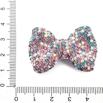 Bowknot Shape Polymer Clay Rhinestone Beads CLAY-NH0001-05E-1