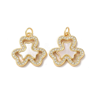 Brass Micro Pave Clear Cubic Zirconia Pendants KK-B083-17G-02-1