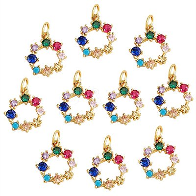 10Pcs Eco-Friendly Brass with Glass Pendants KK-SZ0005-78-1