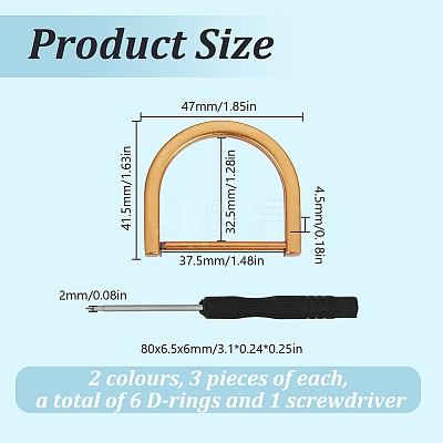 6Pcs Alloy D-Ring Anchor Shackle Clasps FIND-DR0001-76-1