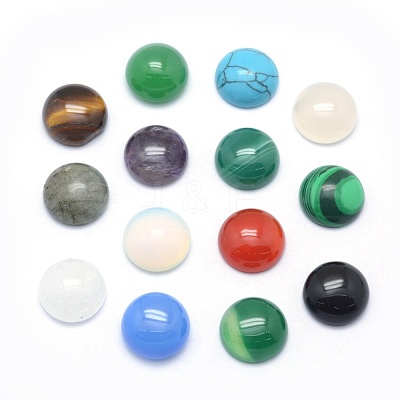 Natural & Synthetic Mixed Gemstone Cabochons G-P393-R-14mm-1